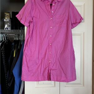 Old Navy Pink Women's Short-Sleeve Button-Down Shirt Dress